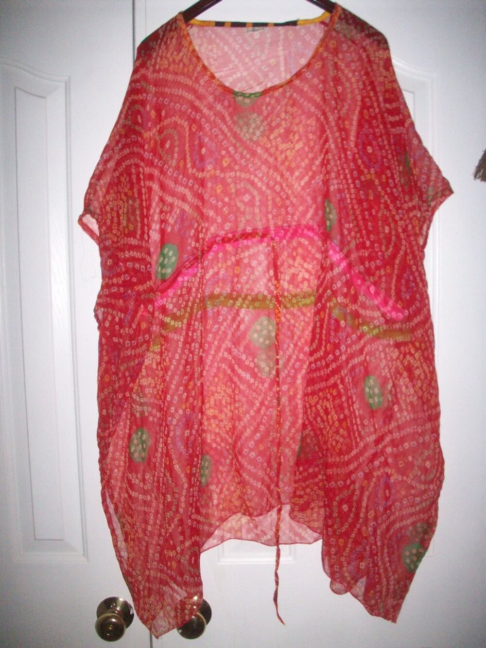 7 Islands Sheer Acapulco Kaftan Swim/Pool Cover Up/Dress Red , One Size, Flaw